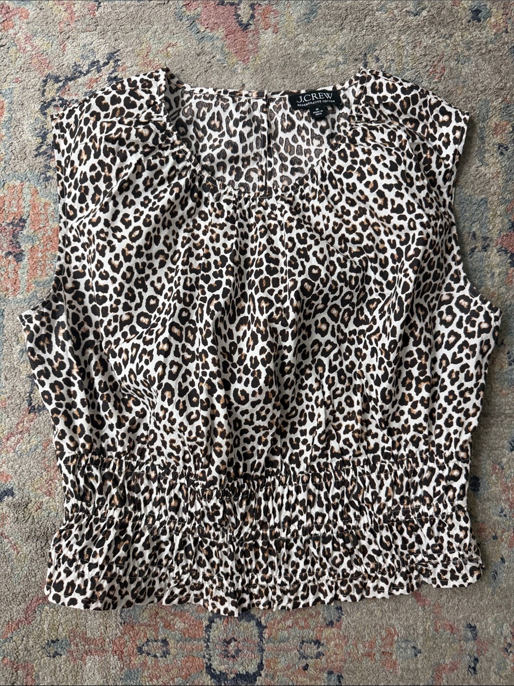 J. Crew Leopard Print Sleeveless Top in Cream and Brown